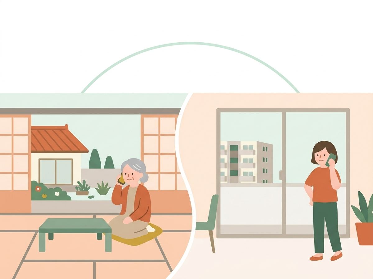 電話で連絡を取る様子のイラスト