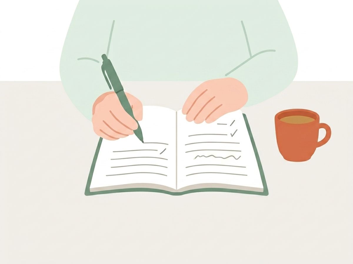 手書きでノートに記入するイメージイラスト